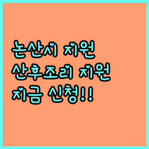 2025 논산시 산후조리 본인부담금 지원, 지금 바로 신청하세요