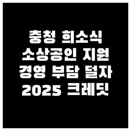 충청도 소상공인 희소식! 2025년 부담 경감 크레딧으로 경영 부담 덜자