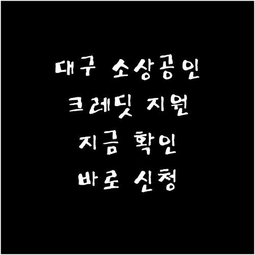 대구 소상공인 크레딧 지원, 지금 바로 확인하고 신청하세요
