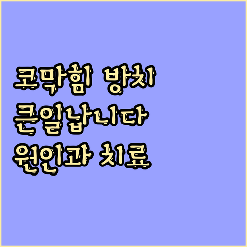만성 코막힘, 방치하면 큰일? 원인, 증상, 진단 및 치료
