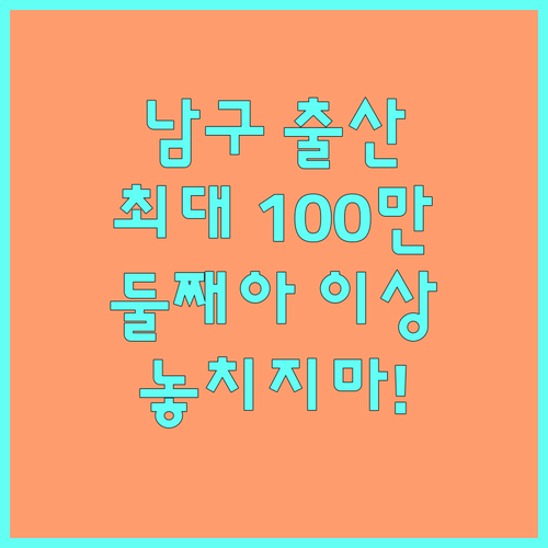2025년 광주 남구 출산 지원금 둘째아 이상 최대 100만원 지급, 놓치지 마세요!