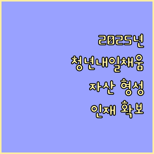 2025 청년내일채움공제: 청년 자산 형성, 기업 인재 확보 기회