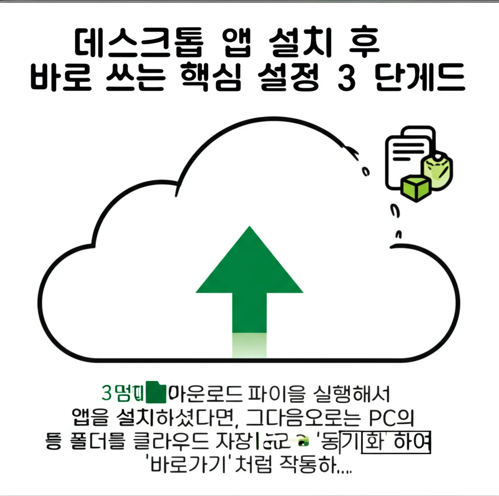 데스크톱 앱 설치 후 원드라이브 계정 설정 및 파일 주문형 기능 선택 화면