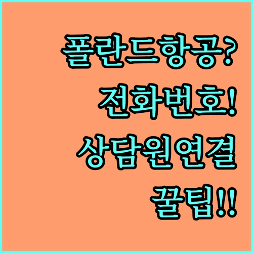 폴란드항공 고객센터 전화번호 및 상담원 연결 꿀팁